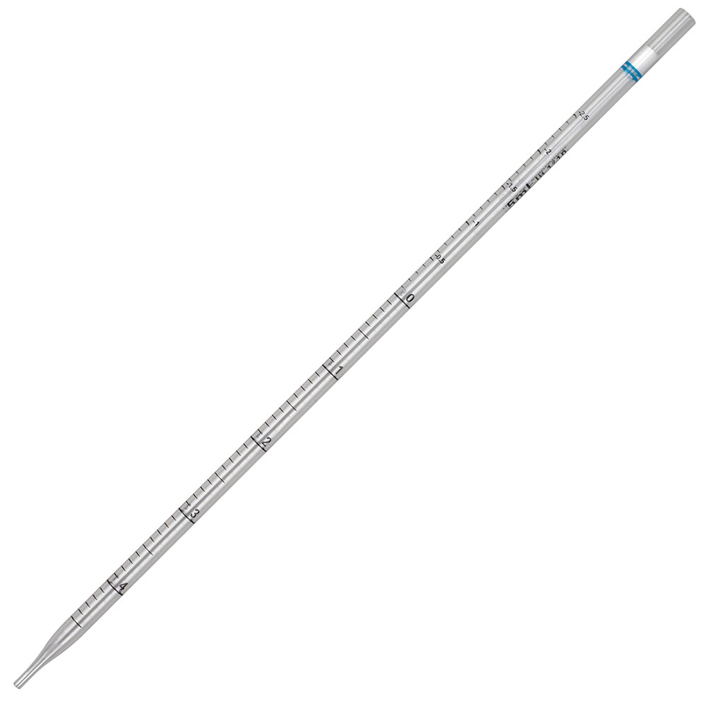 Globe Scientific Serological Pipette, Diamond Essentials, 5mL, PS, Standard Tip, 342mm, STERILE, Blue Band, Individually Wrapped, 50/Bag, 4 Bags/Unit 